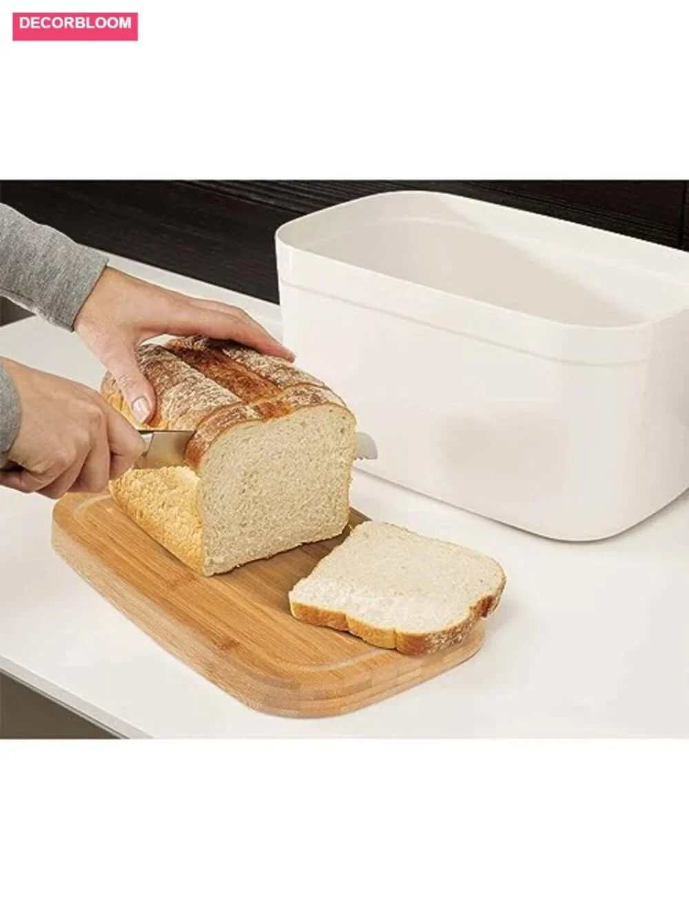 Bread Box with Reversible Bamboo Cutting Board Lid